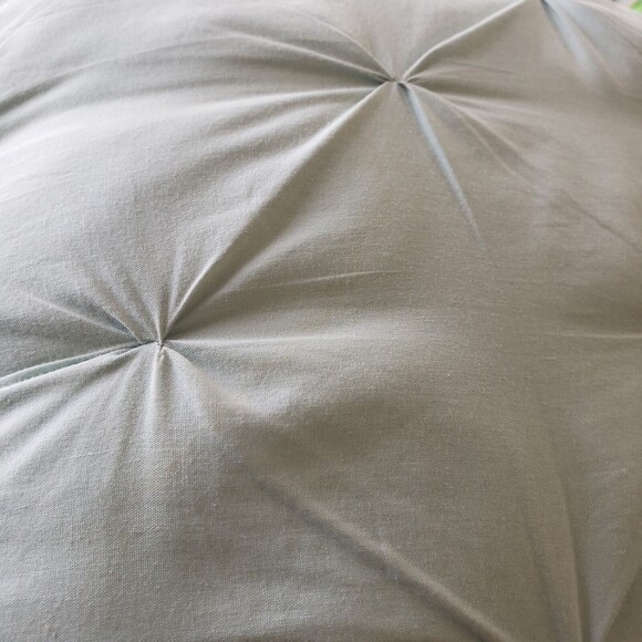 Pintuck Throw Pillow Decorative 16 X 16 inches Pale Green Cotton Cover Poly Fill - Picture 6 of 6